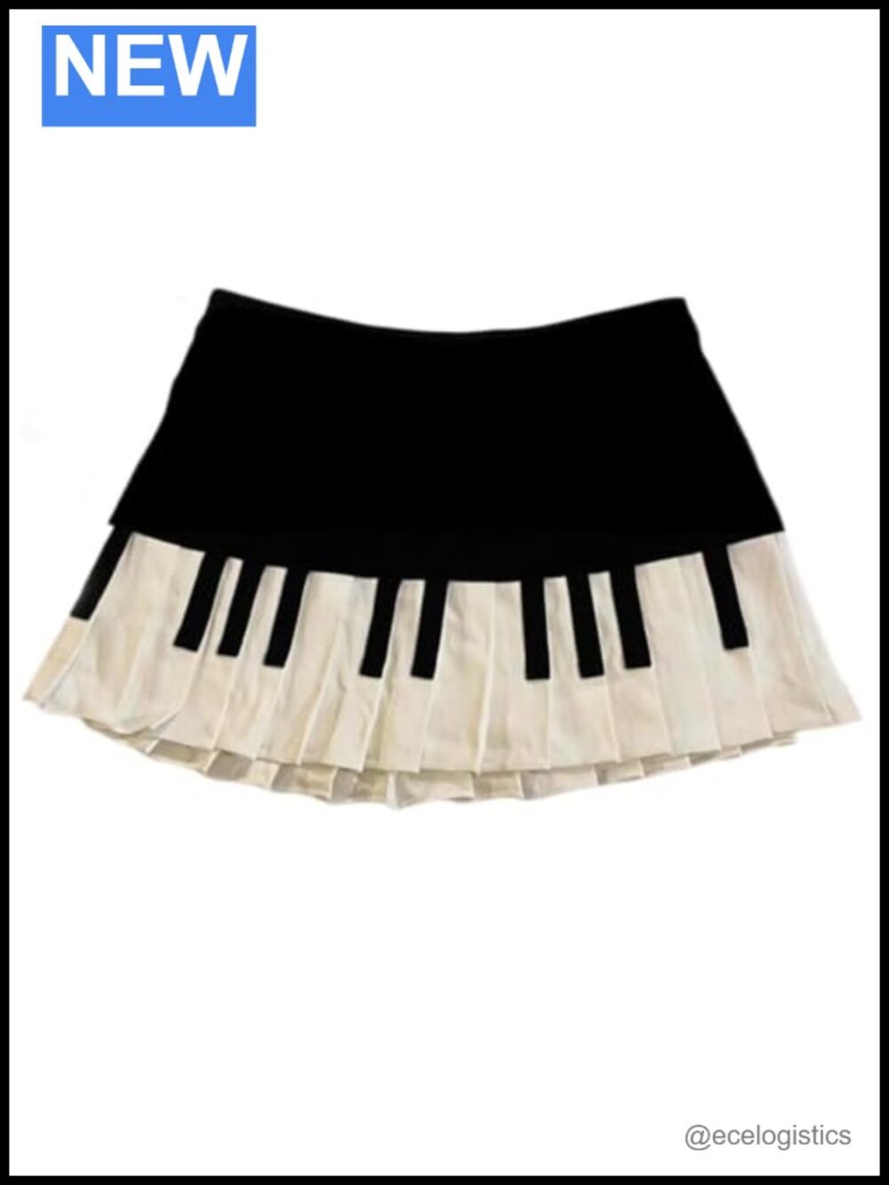 Women Piano Pleated Mini Skirt High Waist Y2K Harajuku Skater